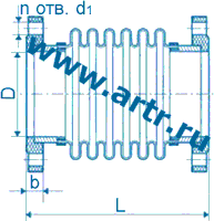 Компенсатор сильфонный осевой фланцевый односекционный КСФ 400-16-80